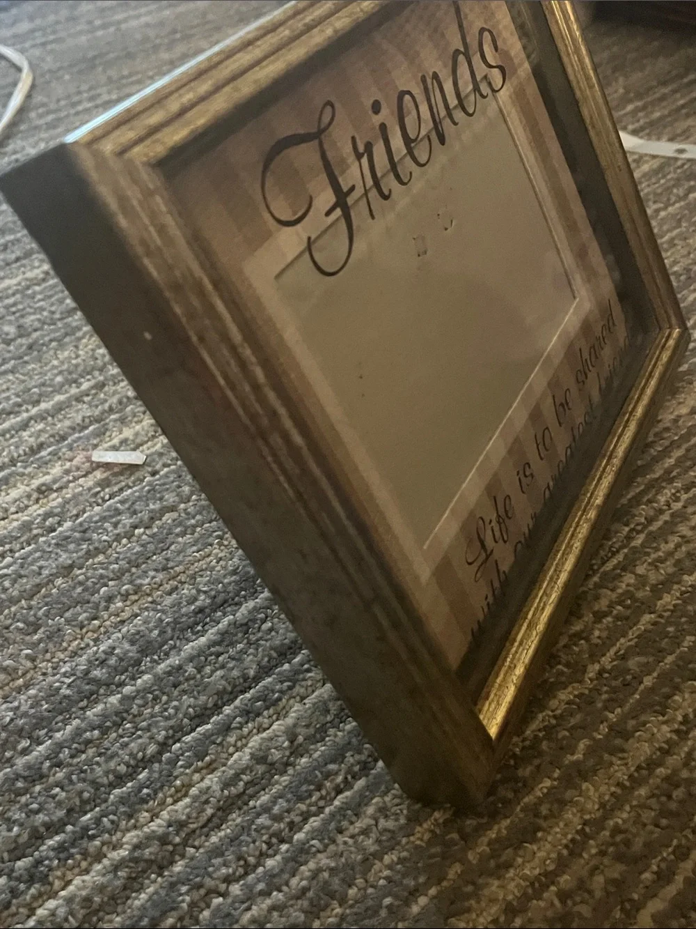 Friends - Life is to be shared …. Gold 4 x 6 picture frame with raised glass